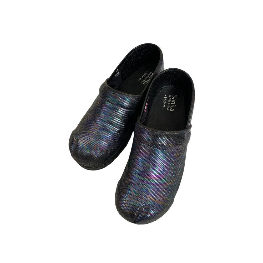 Sanita Avon Rainbow Fish Clogs Size 40 / 9 Vegan Iridescent Professional Shoes